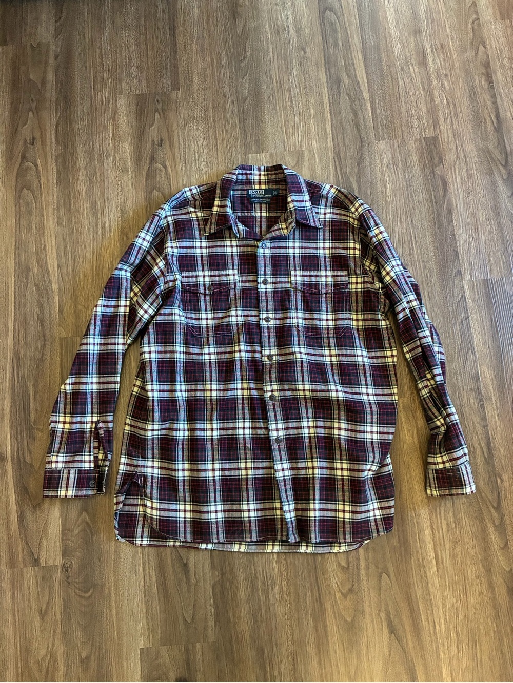 Polo Ralph Lauren Stanfield Workshirt Mens L Button Up Plaid Red Vintage